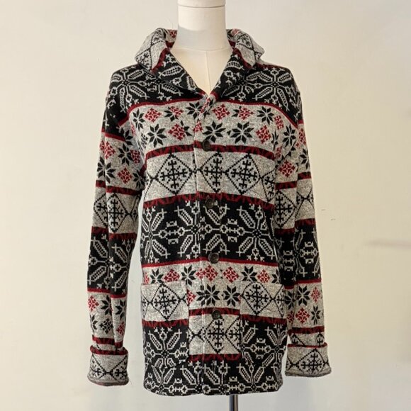 Levi’s Nordic Fair Isle Snowflake Womens Small Shawl Collar Sweater Cardigan - Picture 1 of 12